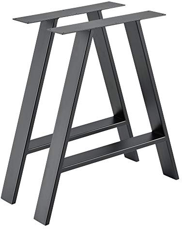 [en.casa] 2X Tischbein 70x10x72 cm Tischgestell im Set Stahl Metallgestell Stahlgrau