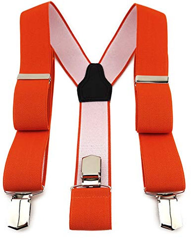 TigerTie Unisex Hosenträger in Y-Form mit 3 extra starken Clips - Farbe in orange einfarbig Uni - hochwertige Verarbeitung - Breite 35 mm
