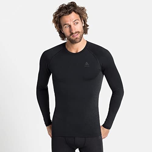 Odlo Herren Performance Warm Eco Bi Top Crew Neck Longsleeve Laufbekleidung Longsleeve Black/New Odlo Graphite Grey - Schwarz L