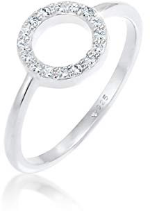 Elli Ring Damen Kreis Filigran Geo mit Kristallen in 925 Sterling Silber