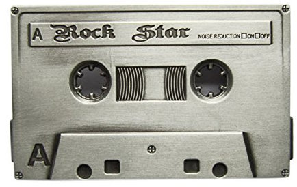 JEAN'S FRIEND Vintage-Stil Kassettenband Musik Gürtelschnalle auch in den USA erhältlich, silberfarben antik-optik, Large