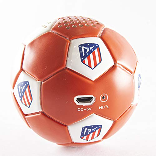 Atlético de Madrid - Altavoz Bluetooth Inalámbrico y Portátil con Forma de Balón - Función Estéreo Inalámbrica - Batería de 300 mAh - Cable Micro USB Incluido - Producto Oficial