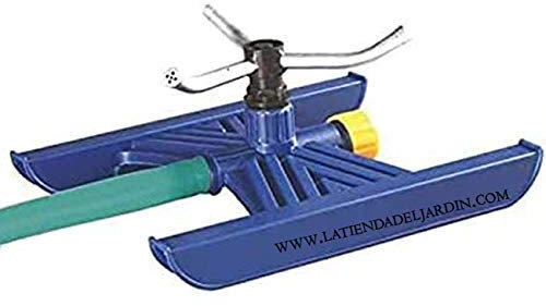 ASPERSOR Jardin Trineo ROTATIVO. Radio Alcance 6,5 MTS. Círculo Completo 13 MTS. Conexión con Manguera de riego. Brazos Fabricados en Aluminio