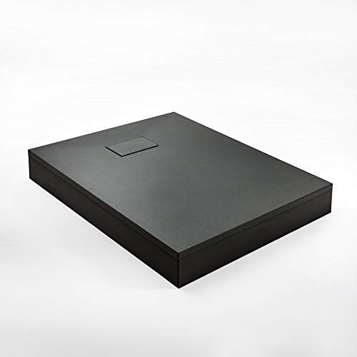 Milano Rasa - Graphite Textured Slate Effect Rectangular Shower Tray Corner Riser - 1700mm x 900mm