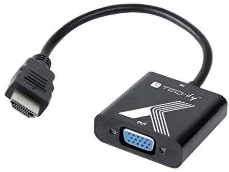 Techly 361896 Cavo Convertitore Adattatore da HDMI™ a VGA 1920x1200 a 60Hz con Audio 3.5 Nero