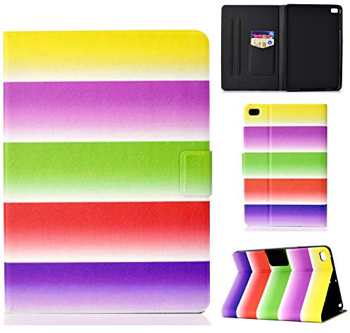 Funda para iPad Mini 1 2 3 4 5, Prima Cuero Carcasa Ligera 7,9 Pulgadas Protector de Cartera con Función de Soporte y Auto-Reposo/Activación, para iPad Mini 5 4 3 2 1 - Arco Iris