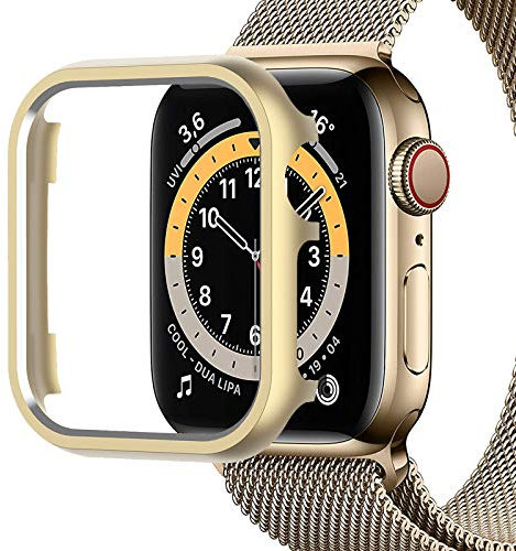 Miimall Funda para Apple Watch Series 6/SE/5/4 40mm 44mm Marco de Metal Carcasa de Aluminio Ultradelgada Ultraligera Anti-Caída Anti-Rasguños para Apple Watch 40mm - Oro