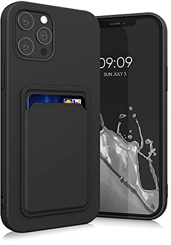 kwmobile Case Compatible with Apple iPhone 12 Pro Max Case - TPU Phone Cover with Credit Card Holder - Black