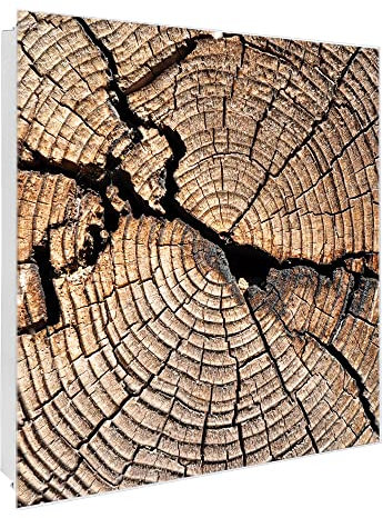 banjado® Großer Schlüsselkasten Glas/Schlüsselbox 30cm x 30cm mit 50 Haken - Motiv Zeichen Der Zeit/Schlüsselkasten modern für Schlüsselaufbewahrung mit beschreibbarer, magnetischer Glastür