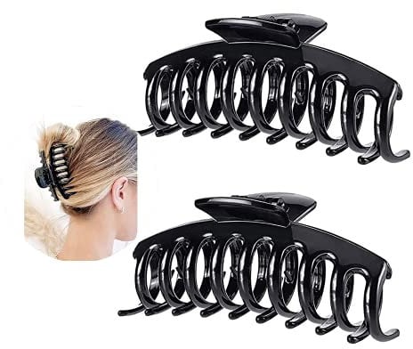 Marrie Large Hair Claw Clips for Thick Hair Nonslip Jumbo Hair Clamp Strong Big Hold Jaws Hair Styling Accessories for Women Girls Size 4.3 Inches (Black)