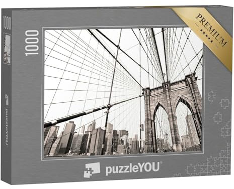 puzzleYOU: Puzzle 1000 Teile „Die Brooklyn Bridge, New York City, schwarz-weiß“ – aus der Puzzle-Kollektion USA