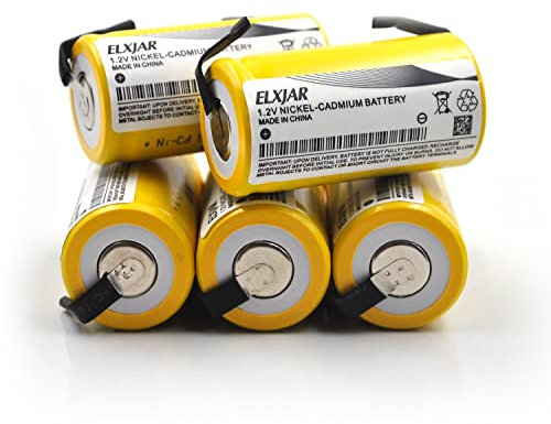 YUTSUJO (5-Pack) Sub C 1.2V 2000mAh Ni-CD SC batteria ricaricabile per utensili elettrici (con linguette)