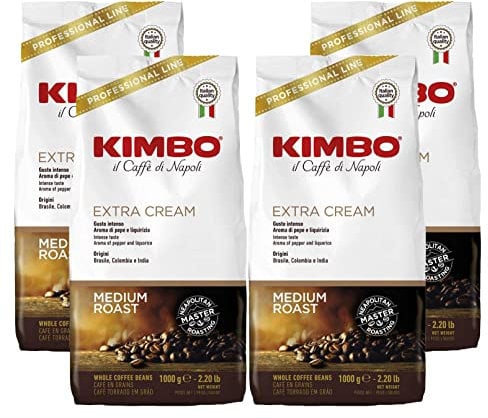 Kimbo Espresso Kaffee, Extra Cream, 4 x 1 kg Kaffeebohnen