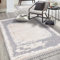 carpet city Teppich Wohnzimmer Boho-Stil Creme, Graublau - 160x230 cm - Abstrakt, Bordüren-Motiv - Relief-Optik, 3D-Effekt - Cut-&Loop, Sisal - Moderne Fransen-Teppiche Schlafzimmer