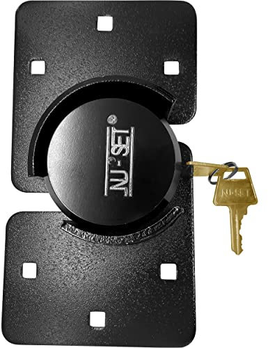 NU-SET 5373-3 candado de acero sólido NU-SET 2714-3 de alta seguridad para puerta de remolque, 8-1/4 pulgadas, color negro, 1 pieza (2723-3)