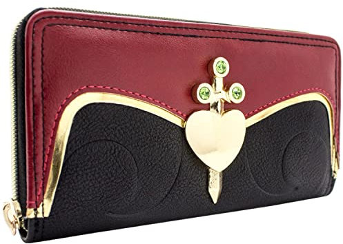 Animation Snow White Evil Queen Herz Box Metall-Emblem Portemonnaie Clutch Münzfach & Kartenhalter, Schwarz