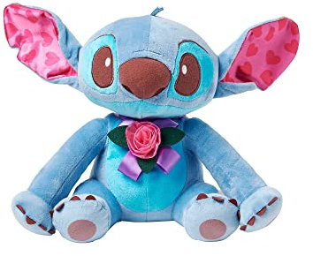 Disney Store Stitch Sweetheart Offizielles mittelgroßes Kuscheltier, Lilo & Stitch, 29 cm, Kuscheltier mit Stickereien, Ohren mit Herzen und plastisch geformter Blume, geeignet ab 12 Monaten