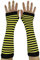 AUSUAYA Gestreifte Handschuhe, lang, fingerlos, gestrickte Armstulpen für den Winter, für Punk, Rock und Cosplay, Gothic, Halloween-Party, GB-WM-S-G5, Gelb und Schwarz gestreift / Bienenstreifen, One