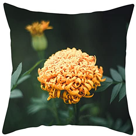 1 Kissenbezüge 45x45cm, Pillowcase Gelbgrün Chrysantheme Polyester Kopfkissenbezug Deko Wohnzimmer Schlafzimmer