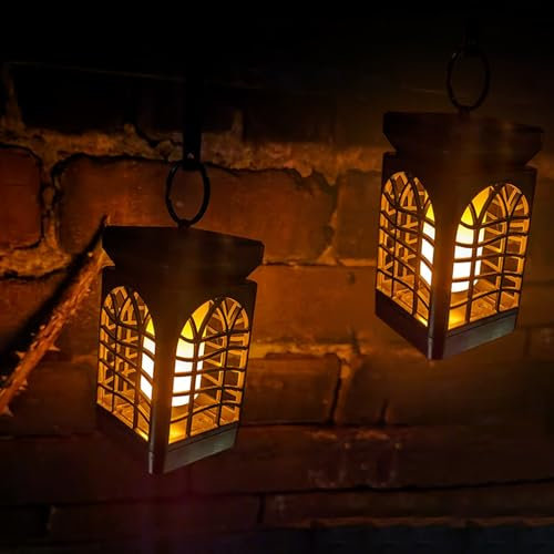 YumCute Home 2 Pack Solar Outdoor Garden Lights, IP65 Waterproof Hanging Flickering Dancing Flame Lights Pathway Lights, 12 LED Solar Torch Lights for Table, Patio, Yard, Outdoor Decorative.