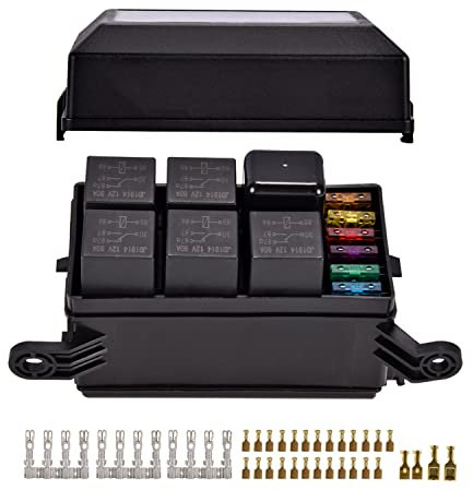 MOTOLIMO 12 V Spina Relè Box Supporto Relè A 6 Vie Atc/Ato Con 41 Perni Metallici Per Auto, Camion, Yacht, Nave, Camper, Barca Marina
