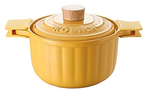 FCSHFC Céramique Cocotte Fonte avec Un Couvercle Citrouille Cocotte Couche Double Silicone Anti-Brûlure Gérer for Casseroles Le Creuset (Color : Jaune)