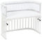 babybay Boxspring Beistellbett mit Matratze Classic Cotton Soft, weiß lackiert, mit Nestchen Mesh-Piqué perlgrau Sterne weiß
