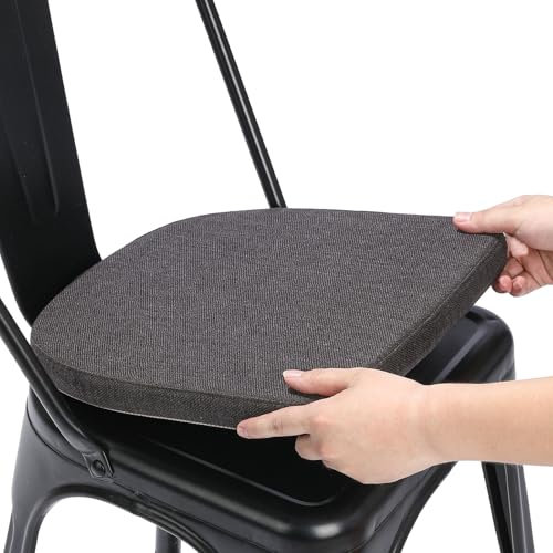 BUYUE Leinen 30x30 Kissen für Metallstuhl 1 Stück, Anti-Rutsch Sitzkissen für Esszimmer Küche Café stapelbare Stühle (U-Form, dunkelgrau, 1 Stück)