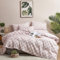 CLOTHKNOW Pink Plaid Tröster Set Queen Checkerboard Grid Bettwäsche Tröster Sets Gitter Tröster für Queen-Size-Bett Karo Bettwäsche-Sets Blush Tröster Bettwäsche Queen 3-teilig Mauve Tröster Queen