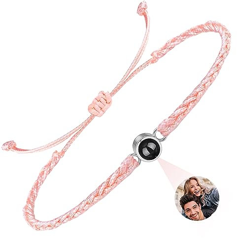 Easycosy Personalisiertes Projektions Armband mit Foto und Bild im Stein - Fotoarmband als personalisierte Geschenke für Frauen Männer Freundin Mama Papa zum Geburtstag Weihnachten