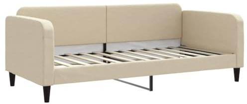 vidaXL Tagesbett, Gästebett 2-in-1, Sofabett Schlafsofa für Schlafzimmer Wohnzimmer, Bettsofa Sofa, Modernes Design, Creme 90x200cm Stoff