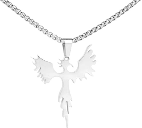 OAKKY Herren Einfacher Vogel Mysteriöser Phönix Totem Feuervogel Amulett Anhänger Cool Hip Hop Mythologie Symbol Halskette Edelstahl