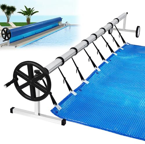 JNGLGO Enrollador de piscina de 3 m – 5,7 m Premium – Sistema de enrollado para lonas solares – Dispositivo de enrollado móvil para láminas de piscina – Sistema de enrollado – Incluye ruedas y cintas
