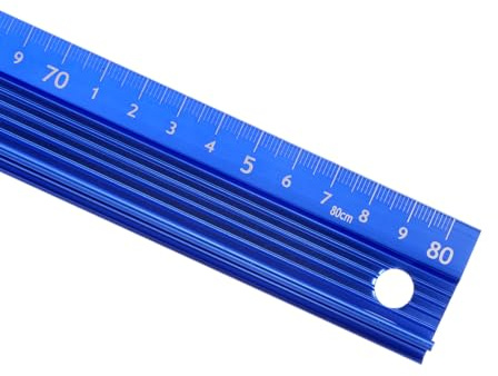 Kozelo Erhöhter Griff Metalllineal - [80cm] Aluminiumlegierung Präzise Messung Gerades Schneidelineal Blau für Büro Messen Zeichnen, 1mm Genauigkeit
