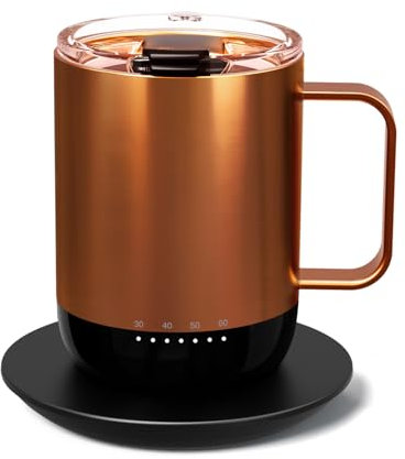 vsitoo Temperature Control Heated Coffee Mug,S3PRO Smart Heated Mug,Suitable for Manual and APP Controlled,Rechargeable or Battery Powered (14oz Copper)
