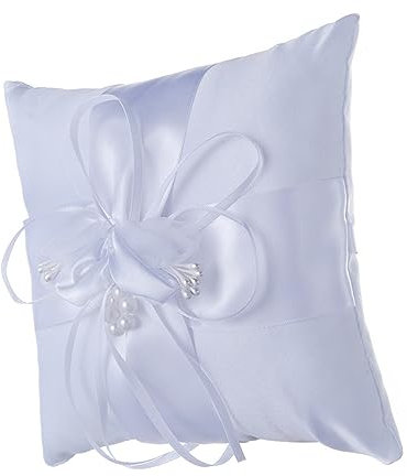 Cabilock Eheringkissen mit Perlen und Blumen, 15x15cm, Gewebe