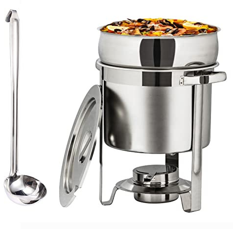 Soup Chafer Stainless Steel Soup Warmer Chafing Dishes Buffet Set with Fuel Holder and Spoon for Chilli and Gumbo for Party,11L