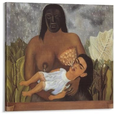 Poster von Magdalena Carmen Frida Kahlo Y Calderón My Nurse And Me (1937), Leinwand, Wandkunstdruck, Poster, Foto, Gemälde, Poster, Raumdekoration, 70 x 70 cm