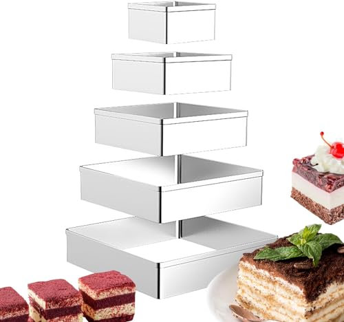 Gkumgwo Cortador de galletas cuadrado, moldes para hornear cuadrados, Kit de moldes para pasteles de fondants cuadrados, Juego de herramientas de cocina multifuncionales para hacer galletas, pasteles