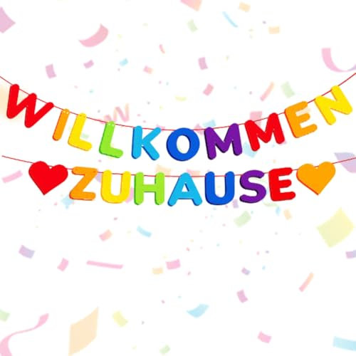 Willkommen Zuhause Girlande, Bunt Willkommen Zuhause Deko, Welcome Home, Willkommen Zuhause Banner für Rückkehr Familienfeiern Einzug Schule Saison Party Dekoration
