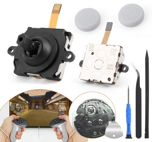 RongZy 2pcs Joystick Replacement Kit for Oculus Quest 3 Controller 3D Analog ThumbStick for Meta Quest 3 Joystick Caps Replacement Accessories Drift Repair with Tool