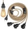 ledscom.de Hanf-Kabel/Textilkabel LEKA, Stecker, Schalter, natur-beige, 8 m, Lampen-Fassung, 3x E27 max. 60W