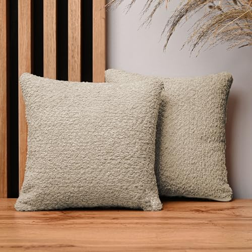 MG Design 2er Set Kissenbezüge 30 x 30 cm in Beige – mit Reißverschluss, fein gewebt mit Chenille-Haptik, pflegeleich