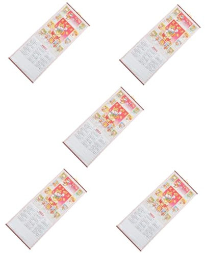 Lurrose 5 Stück 2024 2024 Zodiac Wandkalender Monatliche Kalenderverzierung Hängender Im Chinesischen Stil Für Büro Täglich Hängender Hängender 2024 Papier