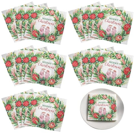 Papierservietten, Weihnachts-Servietten, 20 x dekorative Servietten für Weihnachtsfeier Weihnachten | Weihnachtsservietten in Form einer Krone rot und grün, für , Mittagessen, Abendessen