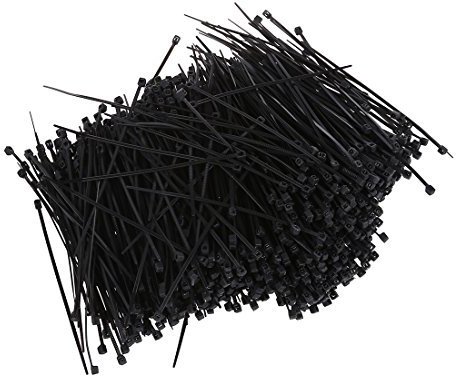 Pawnath 1000 Pcs Black Nylon Cable Zip Tie Fasten Wrap 95mm x 2mm