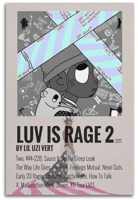 Luv Is Rage 2 Lil Uzi Vert AlbumMusikalbum Cover Poster Kunstalbum Musikalbum Musikkünstler Hip Hop Musikalbum Dekorative Wandkunst Ästhetische Dekoration 60 x 90 cm Unframe-43