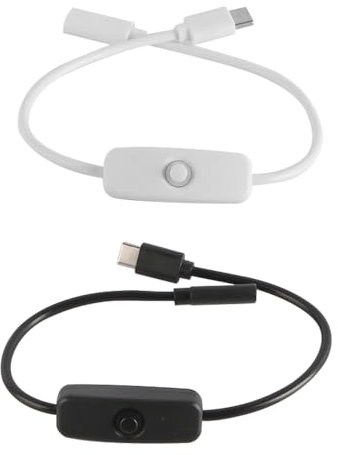 Laroal Cable de extensión de Interruptor USB Tipo C Macho a Hembra de 2 Piezas con Interruptor de botón 501 Cable de extensión 30 cm Salida de alimentación USB