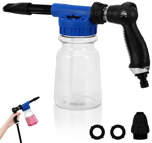 Youool Schaumpistole Autowäsche 1000 ml, 2 in 1 Einstellbar Schaumlanze, Auto Cleaning Foam Gun Schaumkanone Gartenschlauch Anschließen zur Reinigung von Auto-und Motorradgärten Verwendet (Blau)