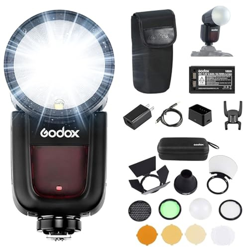 Godox V1 U Rundkopfblitz für Olympus Kamera mit AK-R1 Zubehör-Kit für Portrait, Event, Reisen, Hochzeitsfotografie (V1U-O US-Version)